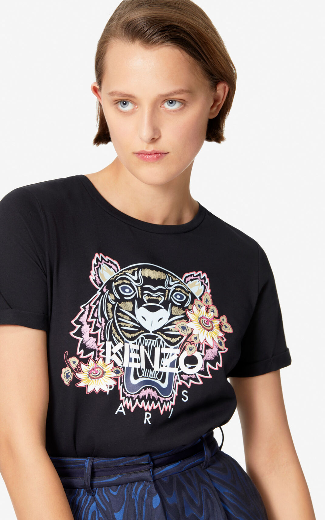 Kenzo Passion Flower Tiger Ženska Majice Črna SI-4418311